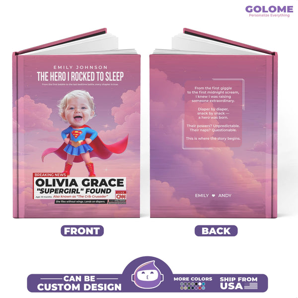 Personalized Supergirl Baby Journal – Custom Photo Name Quote | Superhero Mom & Baby Gift